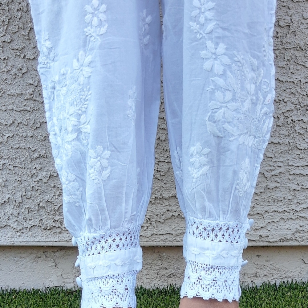 Chikankari afgani pant with lace